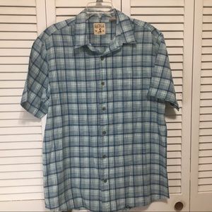 Red Head, L , Blue Plaid Short Sleeve Butt…